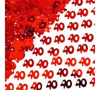 Confettis pour 40e anniversaire - 28 g - Feuille métallique rouge - Décoration de table pour tables d'anniversaire, cartes, invitations, sacs cadeaux et décoration de célébration
