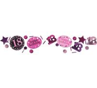 Confettis roses scintillants Joyeux anniversaire SG12481 d'Amscan (34 gr) (rose)