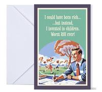 Confettiville Carte amusante pour la fête des pères, risque élevé, sans récompense, fête des pères, anniversaire, carte de la part de votre femme, fille et fils, vierge à l'intérieur, enveloppe