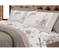 Confezioni Giuliana ® - Parure de lit en flanelle 100 % coton Romina Rose Beige Made in Italy - 2 places