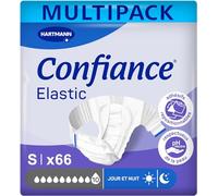 Confiance Elastic - Changes Complets pour Hommes et Femmes - Niveau d'Absorption = 10 gouttes (Fuites Urinaires Importantes) - pH Neutre à la Peau - Matière Douce - Taille S - 3x22 Unités