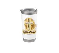 Confiance en Jésus Foi Croix Esprit Positif Croyance Religieuse Gobelet isotherme en acier inoxydable double paroi