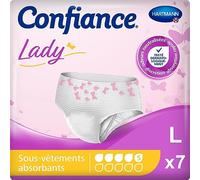 Confiance Lady - Culottes Absorbantes pour Femmes - Niveau d'Absorption = 5 gouttes (Fuites Urinaires Moyennes) - pH Neutre à la Peau - Taille L - 7 Unités