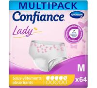 Confiance Lady - Culottes Absorbantes pour Femmes - Niveau d'Absorption = 5 gouttes (Fuites Urinaires Moyennes) - pH Neutre à la Peau - Taille M - 8x8 Unités