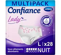 Confiance Lady - Culottes Absorbantes pour Femmes - Niveau d'Absorption = 6 gouttes (Fuites Urinaires Moyennes) - pH Neutre à la Peau - Taille L - 4x7 Unités