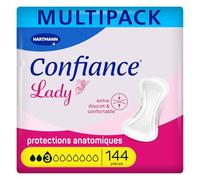 Confiance Lady - Petites Protections Anatomiques Absorbantes pour Femmes - Niveau d'Absorption = 3 gouttes (Fuites Urinaires Moyennes) - pH Neutre à la Peau - 12x12 Unités