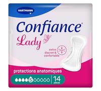 Confiance Lady - Petites Protections Anatomiques Absorbantes pour Femmes - Niveau d'Absorption = 5 gouttes (Fuites Urinaires Moyennes) - pH Neutre à la Peau - 14 Unités