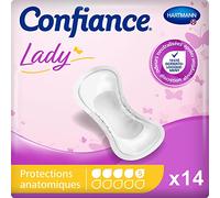 Confiance Lady - Petites Protections Anatomiques Absorbantes pour Femmes - Niveau d'Absorption = 5 gouttes (Fuites Urinaires Moyennes) - pH Neutre à la Peau - 14 Unités