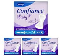 Confiance Lady - Petites Protections Anatomiques Absorbantes pour Femmes - Niveau d'Absorption : 6 gouttes (Fuites Urinaires Moyennes) - pH Neutre à la Peau - 14 Unités (Lot de 4)