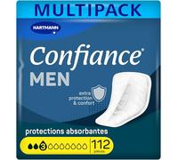 Confiance Men - Petites Protections Anatomiques Absorbantes pour Hommes - Discrètes - Niveau d'Absorption = 3 gouttes (Fuites Urinaires Moyennes) - pH Neutre à la Peau - 8x14 Unités