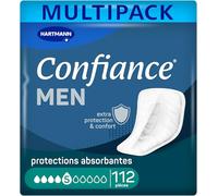 Confiance Men - Petites Protections Anatomiques Absorbantes pour Hommes - Discrètes - Niveau d'Absorption = 5 gouttes (Fuites Urinaires Moyennes) - pH Neutre à la Peau - 8x14 Unités