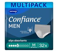 Confiance Men - Slips Absorbants pour Hommes - Niveau d'Absorption = 5 gouttes (Fuites Urinaires Moyennes) - Discrets et efficaces - pH Neutre à la Peau - Taille M - 4x8 Unités