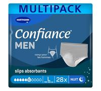 Confiance Men - Slips Absorbants pour Hommes - Niveau d'Absorption = 6 gouttes (Fuites Urinaires Moyennes) - Discrets et efficaces - pH Neutre à la Peau - Taille L - 4x7 Unités