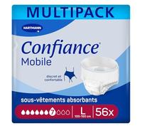 Confiance Mobile 7 Gouttes Slips Absorbants Unisexes | Taille L | 4 x 14 unités, protections pour fuites urinaires moyennes, discrètes et confortables, pH neutre à la peau
