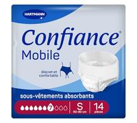 Confiance Mobile 7 Gouttes Slips Absorbants Unisexes | Taille S | 14 unités, protections pour fuites urinaires moyennes, discrètes et confortables, pH neutre à la peau