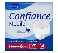 Confiance Mobile 7 Gouttes Slips Absorbants Unisexes | Taille XS | 14 unités, protections pour fuites urinaires moyennes, discrètes et confortables, pH neutre à la peau