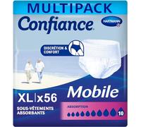 Confiance Mobile - Slips Absorbants pour Hommes et Femmes - Niveau d'Absorption = 10 gouttes (Fuites Urinaires Importantes) - Discrets et efficaces - pH Neutre à la Peau - Taille XL - 4x14 Unités