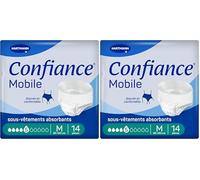 Confiance Mobile - Slips Absorbants pour Hommes et Femmes - Niveau d'Absorption : 5 gouttes (Fuites Urinaires Moyennes) - Discrets et efficaces - pH Neutre à la Peau - Taille M - 14 Unités (Lot de 2)