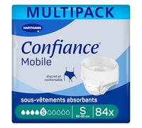 Confiance Mobile - Slips Absorbants pour Hommes et Femmes - Niveau d'Absorption = 5 gouttes (Fuites Urinaires Moyennes) - Discrets et efficaces - pH Neutre à la Peau - Taille S - 6x14 Unités
