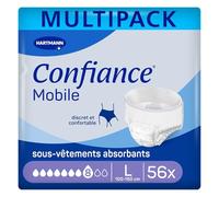 Confiance Mobile - Slips Absorbants pour Hommes et Femmes - Niveau d'Absorption = 8 gouttes (Fuites Urinaires Importantes) - Discrets et efficaces - pH Neutre à la Peau - Taille L - 4x14 Unités