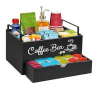 Configuration du café - Organiseur de station de café, boîte de rangement pour dosettes de café | Organiseur de rangement élégant à double niveau de qualité supérieure avec un design élégant, boîte de