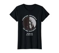 Confinez Vous-même au présent Marcus Aurelius Stoic T-Shirt Graphique avec Valeur, Femme, Noir, M