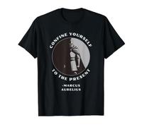 Confinez Vous-même au présent Marcus Aurelius Stoic T-Shirt Graphique avec Valeur, Homme, Noir, L