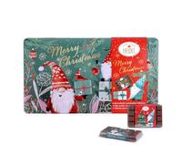 Confiserie Heidel Chocolat de Noël - Boîte Secret Santa, 9 tablettes, 90 g | Boîte métallique garnie de 9 mini-tablettes de chocolat emballées individuellement, décor lutins de Noël