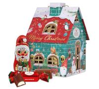 Confiserie Heidel Chocolat de Noël - Maison lutin 116g | Chocolat de Noël dans une maison de lutin en métal avec Père Noël au chocolat et 8 morceaux de chocolat fourrés 116 g