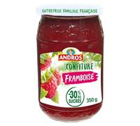 Confiture allégée pour savourer sans se priver - ANDROS Framboise, -30% de sucres par rapport à une confiture traditionnelle, Pot de 350g - Lot de 3