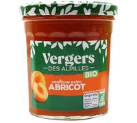 Confiture d'abricot bio élaborée en Provence, extra, recette traditionnelle au fruit, 370 g en bocal en verre - Lot de 3