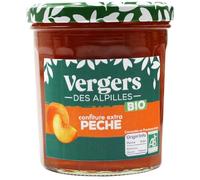 Confiture de pêche bio en pot 350g, recette d'extra à l'ancienne, concoctée en Provence à partir de pêches d'Italie et de sucre de betterave français - Lot de 3