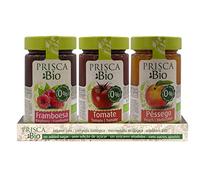 Confitures 100% biologiques de Framboises - Tomate - Pêche - sans Sucre ajouté - Produit Biologique certifié - Emballage de 3 unités de 240 GR chacune