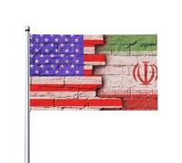 Conflit Entre Les États-Unis Et L'Iran Drapeaux Résistant Aux Intempéries Garden Flag Décoratif Drapeau De Jardin Pour Maison Mur Intérieur Porche 90X150Cm