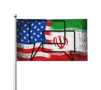 Conflit Entre Les États-Unis Et L'Iran Et Sanctions Ou Accord Drapeau Résistant Aux Intempéries Bannière Décoratif Drapeau De Jardin Pour Jardin Extérieur Maison Bar 90X150Cm