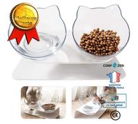 CONFO Gamelles et distributeurs pour chats Hamkaw Gamelle Double pour Chat avec Support Surélevé, Inclinable à 15°, Antidérapa 10584