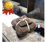 CONFO® Serviette de bain, serviette de bain en molleton corail, serviette mère et enfant, serviette grille ananas, ensemble combo se