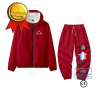 CONFO® Squid Game Squid Game Homme Maine Park Hae-soo Même Sportswear montant Zipper Sweat Triangle Rouge Sweat Sport Costume Décont