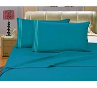 Elegant Comfort Confort élégant 1500 Fils en Coton égyptien de qualité 4 pièces Drap de lit Définit avec Poches Profondes, Queen, Turquoise