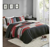 Confort espaces - Pierre Mini Parure de lit 1 Personne, Polyester, Black/Red, Full/Queen