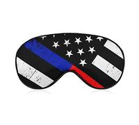 Confort Léger Ligne Rouge et Ligne Bleue Drapeau Américain Black Art Masque pour les Yeux de Sommeil pour Adultes Enfants Garçons Adolescents, Couverture pour les Yeux avec Sangle Réglable Masque pour