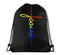 Confort Sac À Dos À Cordon Foi Jésus Christianisme Croix Verticale Religieux Sacs De Sport À Cordon Unisexe Gym Bag pour Yoga Voyage Femme 36X42Cm