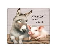 Confort Tapis de Gaming, Cochon Animal Mignon Âne Planche de Bois Ferme Campagne Mousepad Bords Cousus Tapis de Souris de Jeu pour Claviers Souris Joueurs Professionnels