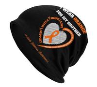 Confortable Bonnet d'hiver Tricoté Je Porte du Orange pour Mon Frère Mme Sensibilisation À La Sclérose en Plaques Bonnet De Nuit Doux Casquette De Cyclisme pour La Course, Adultes, Ski