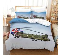 Confortable Chinook with The Union Jack Linge De Lit avec Taies d'oreiller, Finesse Hélicoptère Militaire Housse De Couette Hypoallergénique Chaleur Parure De Lit King（220x240cm）