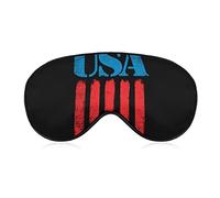 Confortable et super doux drapeau américain fine ligne rouge bleu USA Black Art masque pour les yeux pour hommes femmes et enfants, visière avec sangle élastique pause déjeuner voyage sommeil masque p