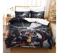 Confortable Formule 1 BullRacing Linge De Lit avec Taies d'oreiller Formula Racing Modèle Literie Hypoallergénique Chaleur Parure De Lit Finesse Housse De Couette Double（200x200cm）