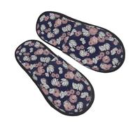 Confortable Pantoufles À La Maison Fleurs De Lotus Simples Et Mignonnes Pantoufles En Coton Anti-Slip Pantoufle D'Intérieur Pour Chambre, Maison, Hôtel M