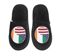 Confortable Pantoufles en Feutre Ying Yan (Yinyang) Combinaison de drapeaux de l'Amérique et de l'Irlande Chausson Maison Respirant Chaussons d'intérieur pour Maison Hiver Extérieur M