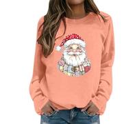 Confortable sans Capuche pour Femmes | Sweat-Shirt à Manches Longues col du Cou imprimé Tendance matière Polaire Chaude Parfait pour fêtes et Hiver (Watermelon Red, M)